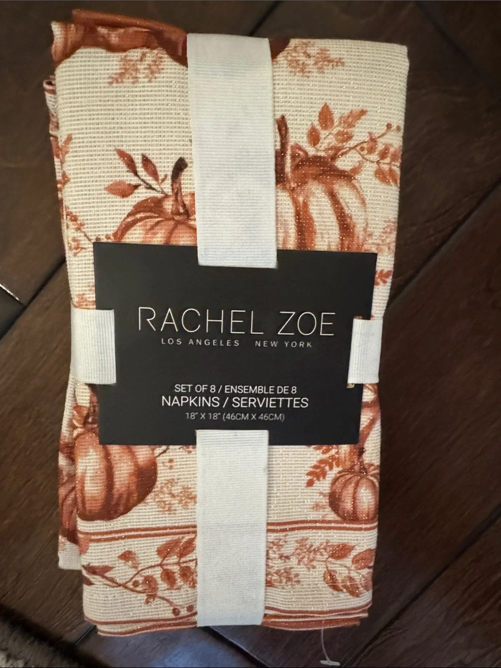 Rachel Zoe Rust Pumpkin harvest Fall Toile Napkins - Cream Ground (Set of 8) new